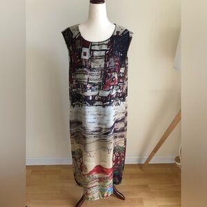 Sleeveless Abstract Print Maxi Dress in Multicolor